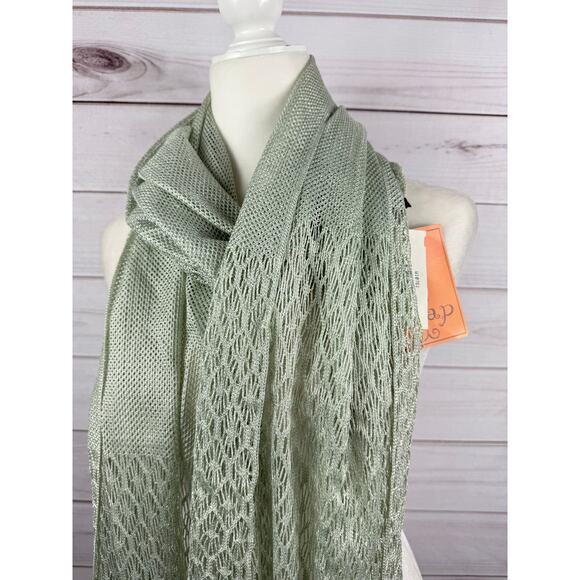 Vintage CEJON Fringe‎ Scarf Shimmer Seafoam Color NWT - Picture 4 of 7